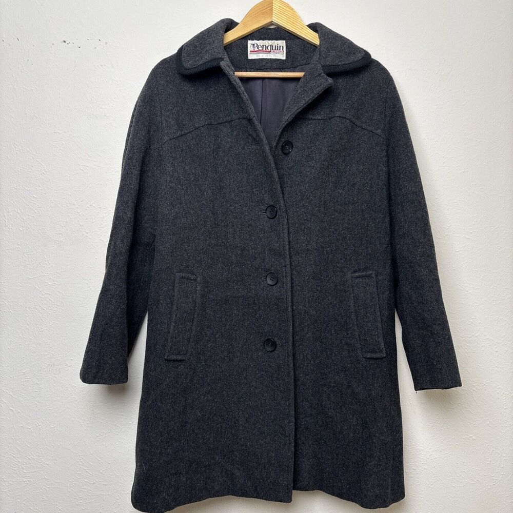 Penguin Munsingwear Charcoal Gray Peacoat 100% Pure Wool Men’s Size 10